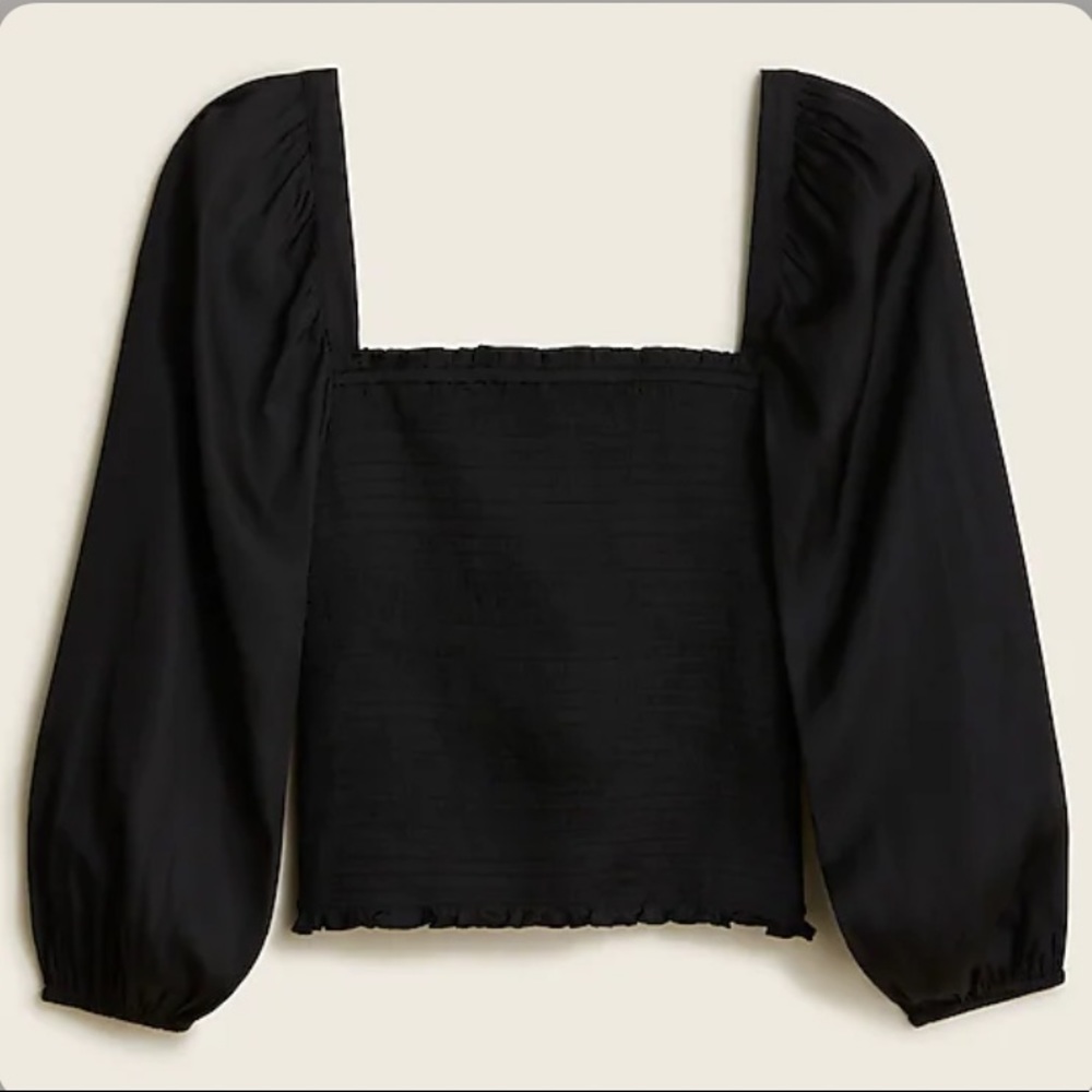 NWT J. Crew Squareneck Smocked Featherweight Satin Top‎